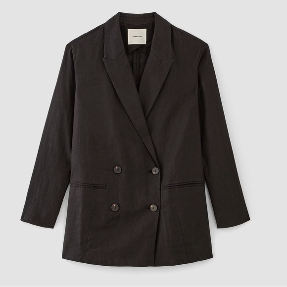 Everlane The Linen Double Breasted Blazer in Black Size 6 NWOT - Picture 6 of 13